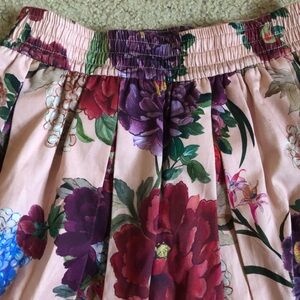 Zara small pink purple wine red green blue floral skirt midi with pockets